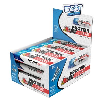 West Protein Bar Çilekli & Muzlu 16lı Kutu x 50 gram